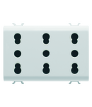 PRIZA TRIPLA STANDARD ITALIANA 250V c.a. - 3X2P+E 16A CU AMPERAJ DUBLU - P11-P17 - 3 MODULE - ALB SATINAT - CHORUSMART Gewiss