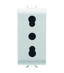 PRIZA STANDARD ITALIANA 250V C.A. - 2P+E 16A CU AMPERAJ DUBLU - P11-P17 - 1 MODUL - ALB SATINAT - CHORUSMART Gewiss