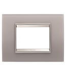 PLACA LUX - ÎN STICLA - 3 MODULE - GRI PERLAT - CADRU INTERIOR BRONZ MAT - CHORUSMART Gewiss