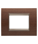 PLACA LUX - DIN LEMN - 3 MODULE - NUC - CADRU INTERIOR BRONZ MAT ÎNCHIS - CHORUSMART Gewiss