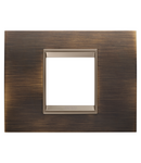 PLACA LUX - IN METAL - 2 MODULE - ALAMA ANTICA - CADRU INTERIOR BRONZ MAT ÎNCHIS - CHORUSMART Gewiss