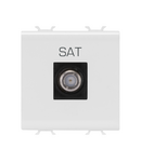 PRIZA TV COAXIALA, ECRANARE CLASA A - CONECTOR F MAMA - DIRECT - 2 MODULE - ALB SATINAT - CHORUSMART Gewiss