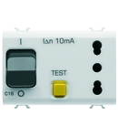 ÎNTRERUPATOR INTERBLOCAT S.-OUTLET- 2P+E 16A - P17-P11 - CU ÎNTRERUPATOR MINIATURAL DE CURENT REZIDUAL 1P+N 16A - 230Vac - 3MOD.- SATIN WHITE-CHORUSMART Gewiss