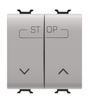 BUTON DUBLU 250V C.A. - BORNE DE CABLARE RAPIDA - 1P NO 16A - SIMBOL UP-DOWN-STOP - 2 MODULE - BEJ SATINAT NATURAL - CHORUSMART Gewiss