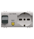 PRIZA CU întrerupAtor CU INTERBLOCARE - 2P+E 16A - P40 - CU ÎNTRERUPATOR CIRCUIT RESID.CURRENT 1P+N 16A - 230Vca - 4 MODULE - NAT. BEJ SATINAT - CHORUSMART Gewiss