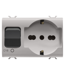 PRIZA INTERBLOCATA - 2P+E 16A - P40 - CU ÎNTRERUPATOR MINIATURAL 1P+N 16A - 230V c.a. - 3 MODULE - NAT. BEJ SATINAT - CHORUSMART Gewiss