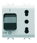 PRIZA INTERBLOCATA - 2P+E 16A - P17-P11 - CU ÎNTRERUPATOR MINIATURAL 1P+N 16A - 230V c.a. - 2 MODULE - ALB SATINAT - CHORUSMART. Gewiss