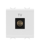 PRIZA TV COAXIALA, ECRANARE CLASA A - CONECTOR TATA IEC 9,5 MM - DIRECT - 2 MODULE - ALB SATINAT - CHORUSMART Gewiss