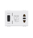 PRIZA STANDARD EURO-AMERICANA pentru aparat de RAS CU TRANSFORMATOR DE IZOLATIE - 230V c.a. - 50/60 Hz - 3 MODULE - ALB SATINAT - CHORUSMART Gewiss