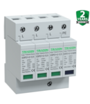 Descarcator de supratensiune Tracon T1 plus T2 pentru cladiri cu paratrasnet, AC trifazat 3P plus N, Uc 275V, Iimp 12.5kA, Imax 50kA Tracon