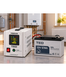 Pachet UPS Centrala Termica 1100VA 700W cu Acumulator GEL Deep Cycle 12V 57Ah TED Electric