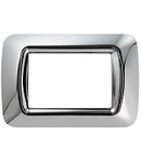 Placa ornament TOP SYSTEM  - IN TECHNOPOLYMER GLOSS FINISH - 2 module- SOFT CHROME - SYSTEM