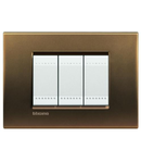 PLACA ORNAMENT, 3 MODULE, BRONZ, LIVING LIGHT, BTICINO