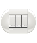 Placa ornament ,3 module, alba, living light, BTICINO