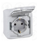 Priza Schuko 2P+T, 16 A - 250 VA cu protectie pentru copii, IP44, alb