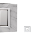 Placa Vitra sticla marmura Carrara, 2 module, mod comanda alb