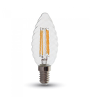 Bec LED Filament,4 w,E14,lumina calda,bulb sticla tip lumanare curbat