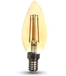 Bec LED Filament,4 w,E14,lumina calda,bulb sticla tip lumanare,pelicula chihlimbar