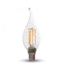 Bec LED Filament,4 w,E14,lumina alba,bulb sticla tip flacara lumanare curbat 