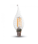 Bec LED Filament,4 w,E14,lumina calda,bulb sticla tip flacara lumanare curbat 