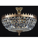 Candelabru Diamant Crystal Tiara 6 becuri dulie E14, 230V,D.45cm, H.34 cm,Auriu