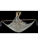 Candelabru Diamant Crystal Croce,4 becuri dulie E27, 230V,L.50cm, H.30 cm,Auriu