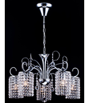 Candelabru Diamant Crystal Leona,5 becuri dulie E27, 230V,D.60cm, H.86 cm,Nichel