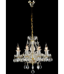 Candelabru Diamant Crystal Elegia,5 becuri dulie E14, 230V,D.44cm, H.42 cm,Auriu