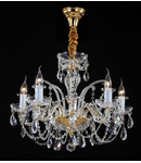 Candelabru Diamant Crystal Lira,5 becuri dulie E14, 230V,D.67cm, H.50 cm,Auriu