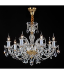 Candelabru Diamant Crystal Lira,8 becuri dulie E14, 230V,D.58cm, H.69 cm,Auriu