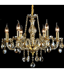 Candelabru Diamant Crystal Brandy,6 becuri dulie E14, 230V,D.53cm, H.48 cm,Auriu