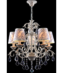 Candelabru Elegant Velvet,5 becuri dulie E14, 230V,D.68cm, H.61 cm,Auriu-Alb