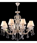 Candelabru Elegant Triumph,8 becuri dulie E14, 230V,D.81cm, H.74 cm,Auriu-Alb