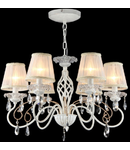 Candelabru Elegant Uventa,6 becuri dulie E14, 230V,D.64cm, H.44 cm,Auriu-Alb