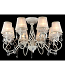 Candelabru Elegant Uventa,8 becuri dulie E14, 230V,D.78cm, H.46 cm,Auriu-Alb