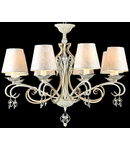 Candelabru Elegant Monile,8 becuri dulie E14, 230V,D.76cm, H.59 cm,Alb-auriu