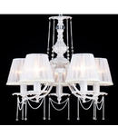 Candelabru Elegant Lolita,5 becuri dulie E14, 230V,D.50cm, H.47 cm,Alb-auriu