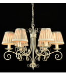 Candelabru Elegant Felicita,6 becuri dulie E14, 230V,D.62cm, H.44 cm,Alb auriu