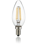 Bec LED Oliva transparent, dulie E14, 4 W - 3000 K, lumina calda