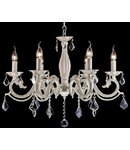 Candelabru Bronze ,6 becuri dulie E14, 230V,D.67cm, H.53 cm,Alb