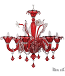 candelabru Ca’ Vendramin, 6 becuri, dulie E14, D:800 mm, H:900/1350 mm, Rosu