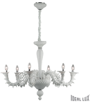 candelabru Ca’ Rezzonico, 6 becuri, dulie E14, D:950 mm, H:900/1950 mm, Alb