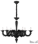 candelabru Ca’ Rezzonico, 6 becuri, dulie E14, D:950 mm, H:900/1950 mm, Negru