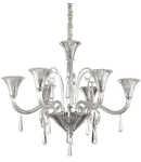 candelabru Santa, 6 becuri, dulie E14, D:800 mm, H:900/1600 mm, Transparent