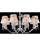 Candelabru Bird,8 becuri dulie E14, 230V,D.75 cm, H.38 cm,Alb