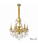 candelabru Gioconda, 6 becuri, dulie E14, D:620 mm, H:930/1180mm, Auriu