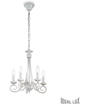 candelabru Brandy, 5 becuri, dulie E14, D:390 mm, H:600/1400 mm, Alb