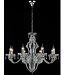 Candelabru Modern Peak,8 becuri dulie E14, 230V,D.79cm, H.60 cm,Nichel