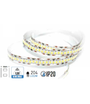 Banda LED - 204 LED-uri/m, alb cald, non-rezistent la apa, 18W/12V