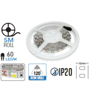 Banda LED - 60 LED-uri/m, alb intermediar, non-rezistent la apa, 9.6W/12V